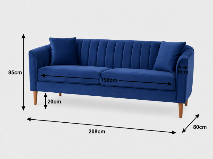 Canapea Belle 208x80x85 cm Material Catifea Turcoaz [8]