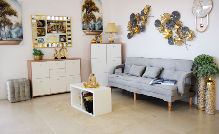 Canapea Clara 200x78x62 cm Rabatabila Stofa Gri Deschis [6]