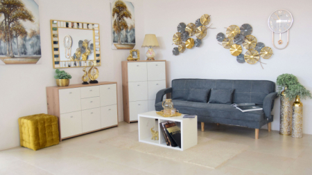 Canapea Clara 200x78x62 cm Rabatabila Stofa Gri Inchis [2]