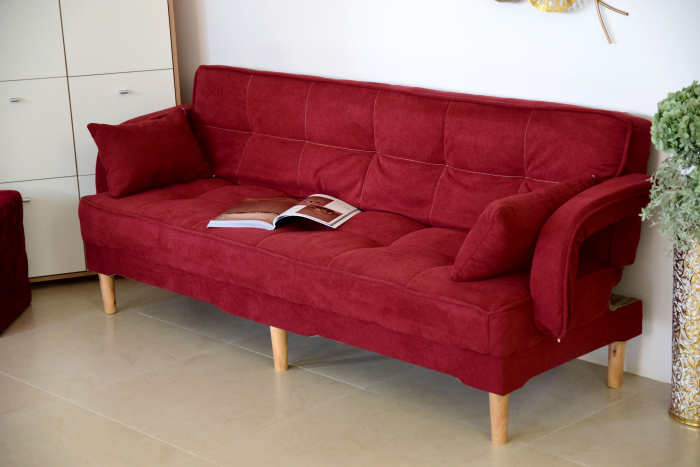 Canapea Clara 200x78x62 cm Rabatabila Stofa Visiniu [9]