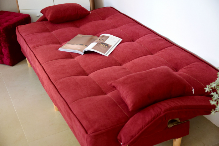 Canapea Clara 200x78x62 cm Rabatabila Stofa Visiniu [10]