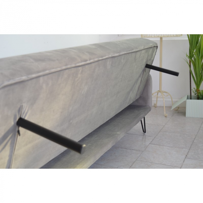 Canapea Every-Day 200x80x76 Rabatabila Catifea Light Grey [5]