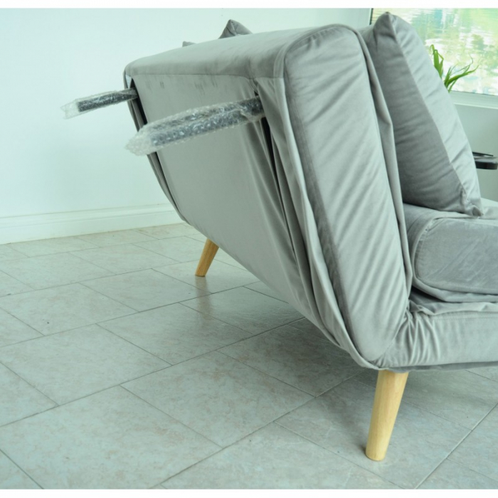 Canapea Extensibila 123x77x190 cm Catifea Dark Grey [3]
