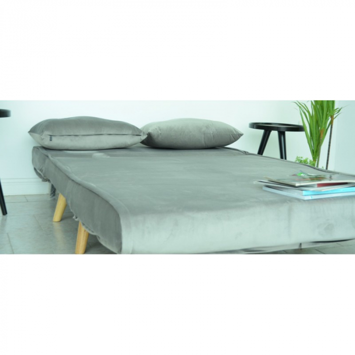 Canapea Extensibila 123x77x190 cm Catifea Dark Grey [5]
