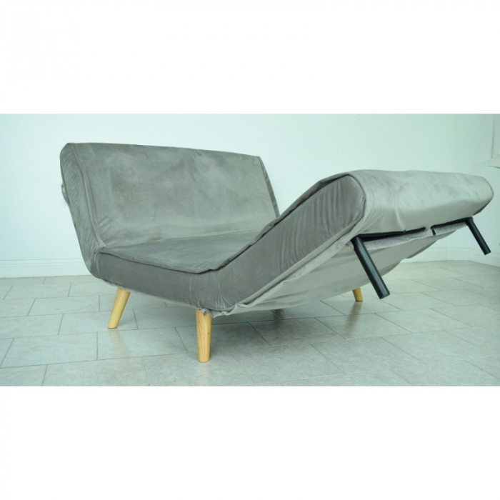 Canapea Extensibila 123x77x190 cm Catifea Light Grey [4]