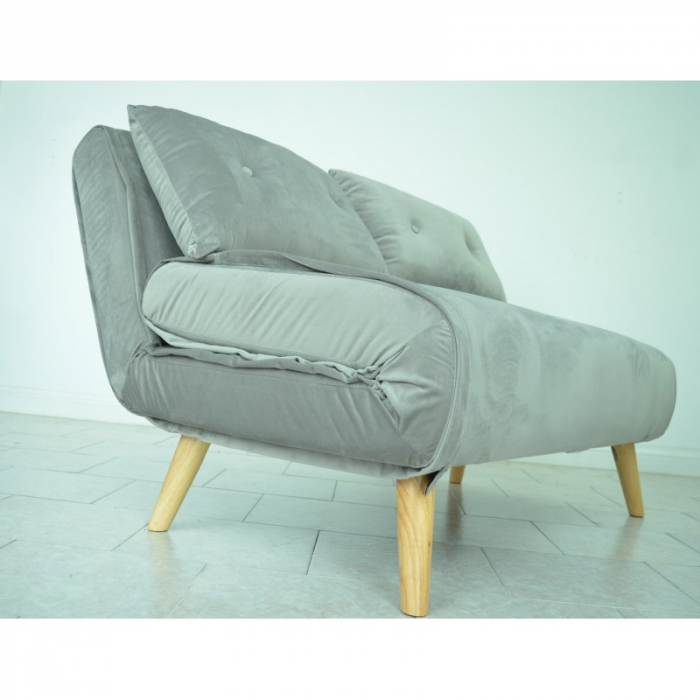 Canapea Extensibila 123x77x190 cm Catifea Light Grey [2]