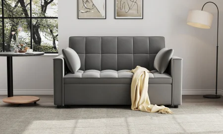 Canapea extensibila 2 locuri 140x77x90 cm Tapitata Catifea Gri Inchis Model One (cod:25085) [2]