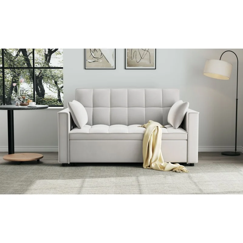Canapea extensibila 2 locuri 140x77x90 cm Tapitata Catifea Gri Deschis Model One (cod:25085) [2]