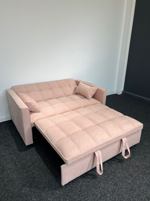 Canapea extensibila 2 locuri 140x77x90 cm Tapitata Catifea Neagra Model One (cod:25085) [7]