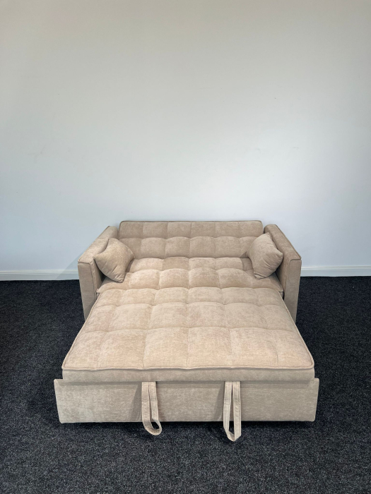 Canapea extensibila 2 locuri 140x77x90 cm Tapitata Stofa Bej Model One (cod:25085) [6]
