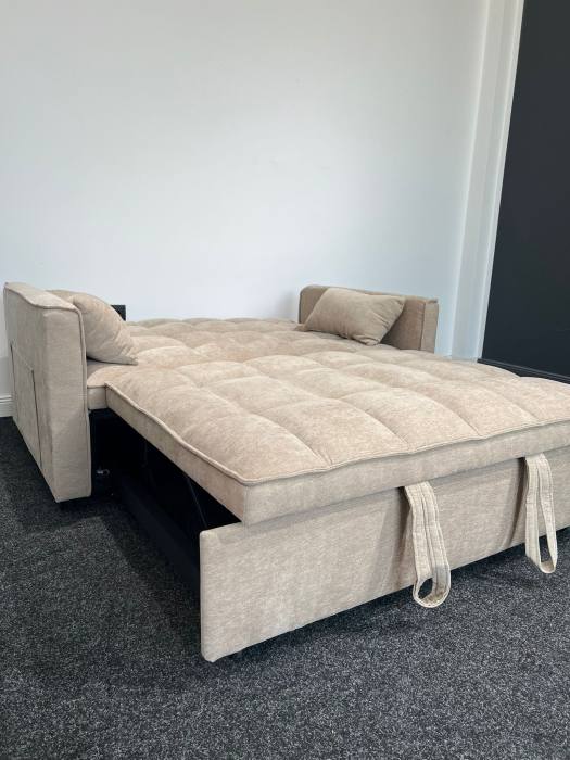 Canapea extensibila 2 locuri 140x77x90 cm Tapitata Stofa Bej Model One (cod:25085) [8]