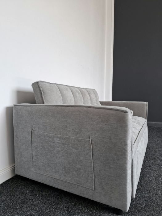 Canapea extensibila 2 locuri 140x77x90 cm Tapitata Stofa Bej Model One [5]