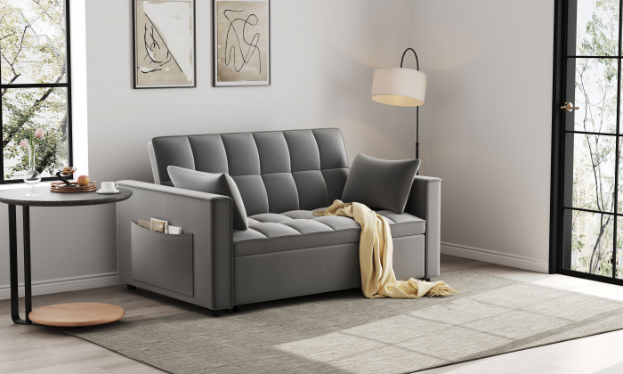 Canapea extensibila 2 locuri 140x77x90 cm Tapitata Stofa Bej Model One (cod:25085) [5]