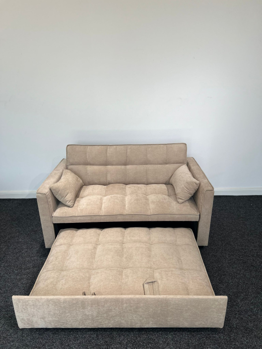 Canapea extensibila 2 locuri 140x77x90 cm Tapitata Stofa Bej Model One (cod:25085) [4]