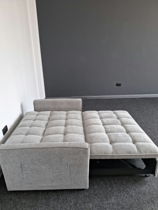 Canapea extensibila 2 locuri 140x77x90 cm Tapitata Stofa Bej Model One [2]