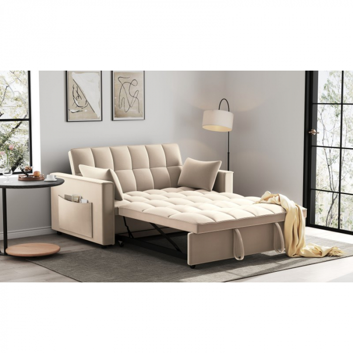 Canapea extensibila 2 locuri 140x77x90 cm Tapitata Stofa Roz Model One (cod:25085) [2]