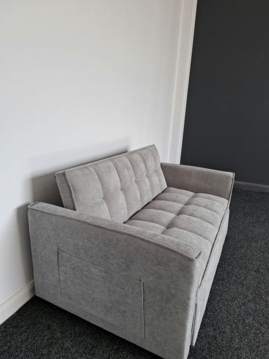 Canapea extensibila 2 locuri 140x77x90 cm Tapitata Stofa Roz Model One [4]
