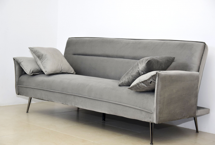 Canapea Fiore 199x95x90 cm Rabatabila Catifea Gri Deschis [2]