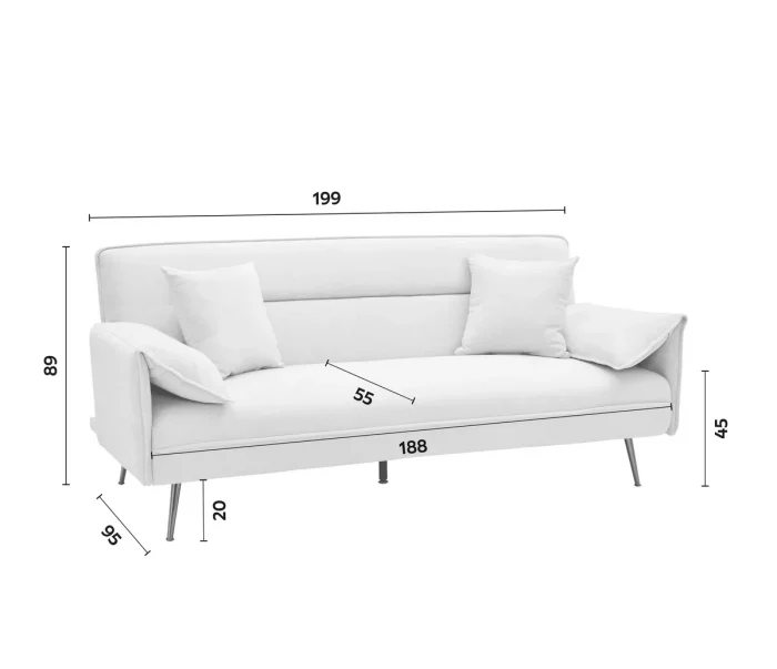 Canapea Fiore 199x95x90 cm Rabatabila Catifea Gri Deschis [5]