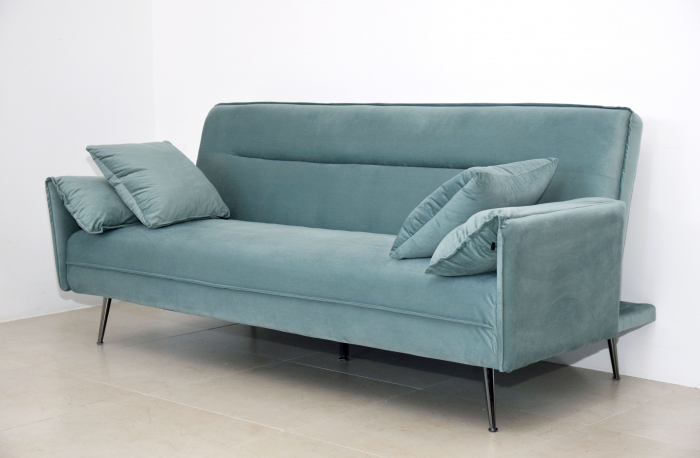 Canapea Fiore 199x95x90 cm Rabatabila Catifea Gri Deschis [3]
