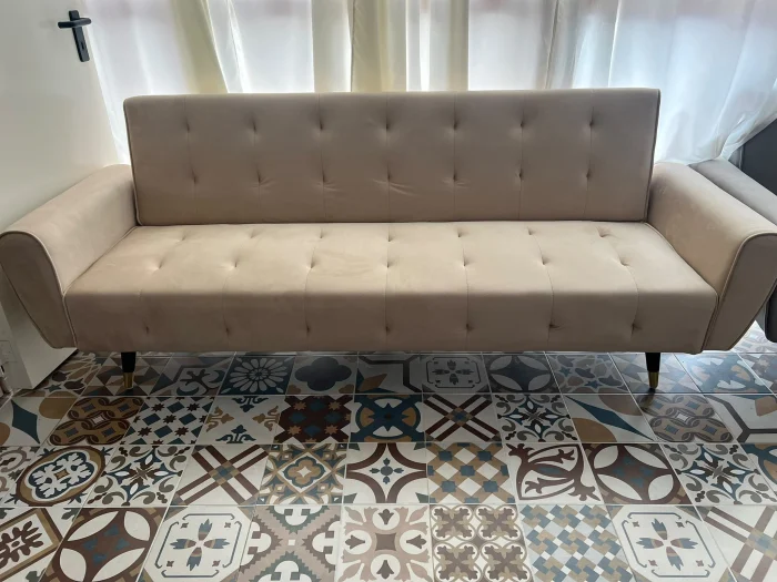 Canapea Glamour 219x84x81 cm Rabatabila Catifea Albastru [2]