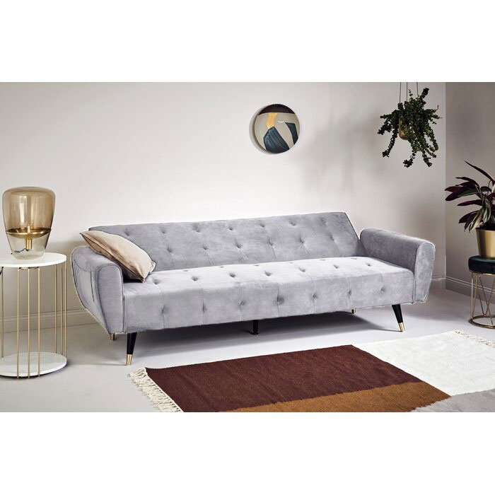 Canapea Glamour 219x84x81 cm Rabatabila Catifea Crem [2]