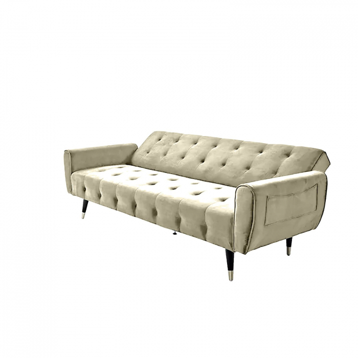 Canapea Glamour 219x84x81 cm Rabatabila Catifea Crem [4]