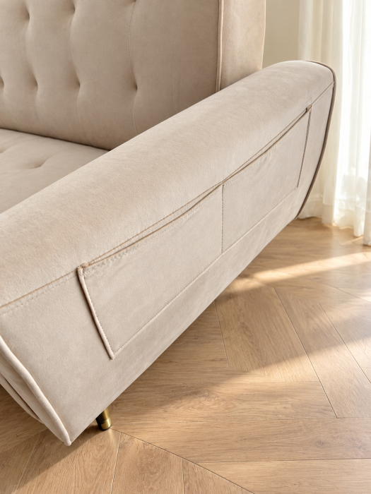 Canapea Glamour 219x84x81 cm Rabatabila Catifea Crem [4]