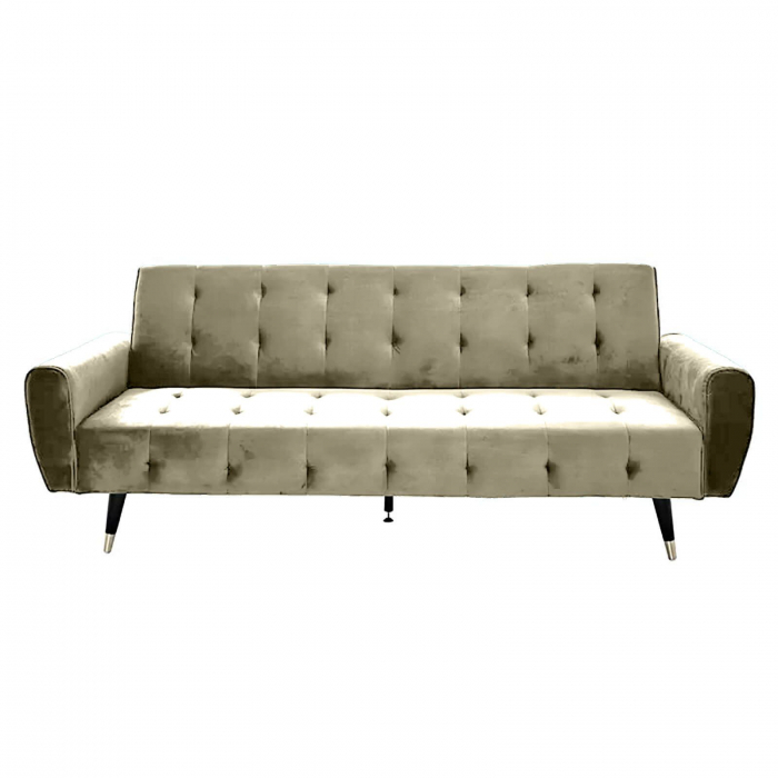 Canapea Glamour 219x84x81 cm Rabatabila Catifea Crem [3]