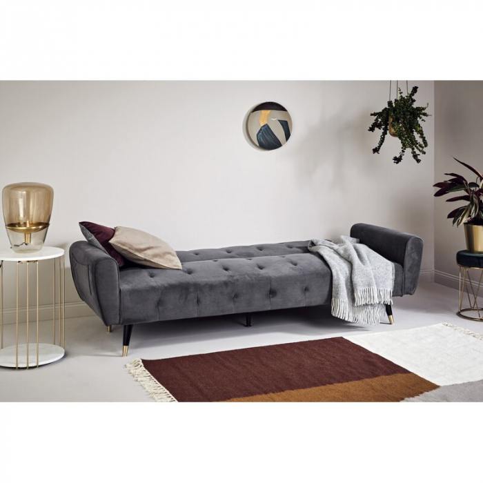 Canapea Glamour 219x84x81 cm Rabatabila Catifea Crem [3]