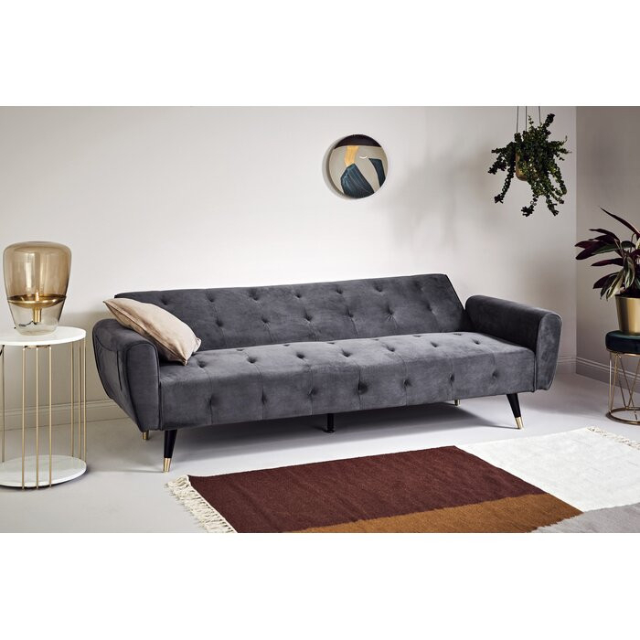 Canapea Glamour 219x84x81 cm Rabatabila Catifea Crem [2]