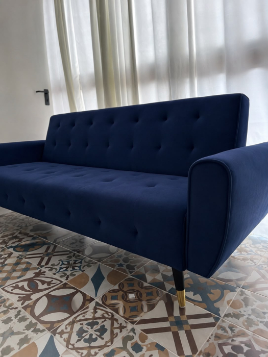Canapea Glamour 219x84x81 cm Rabatabila Catifea Crem [3]