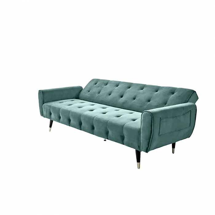 Canapea Glamour 219x84x81 cm Rabatabila Catifea Turcoaz [4]