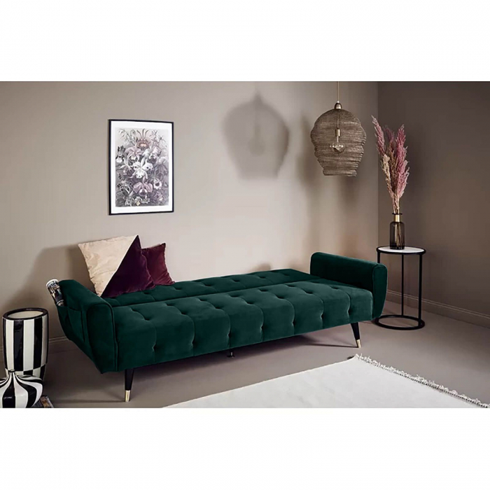 Canapea Glamour 219x84x81 cm Rabatabila Catifea Verde [2]