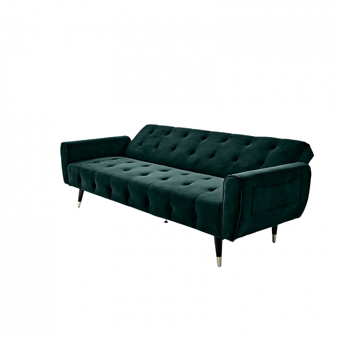 Canapea Glamour 219x84x81 cm Rabatabila Catifea Verde [4]