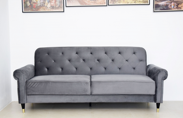 Canapea Paloma 220x83x80 cm Rabatabila Catifea Gri [2]