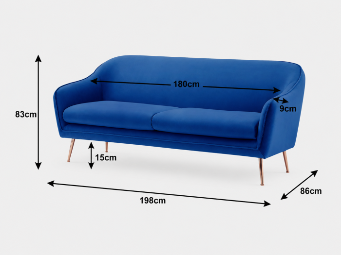 Canapea Prestige 194x83x86 cm Catifea Albastru [4]