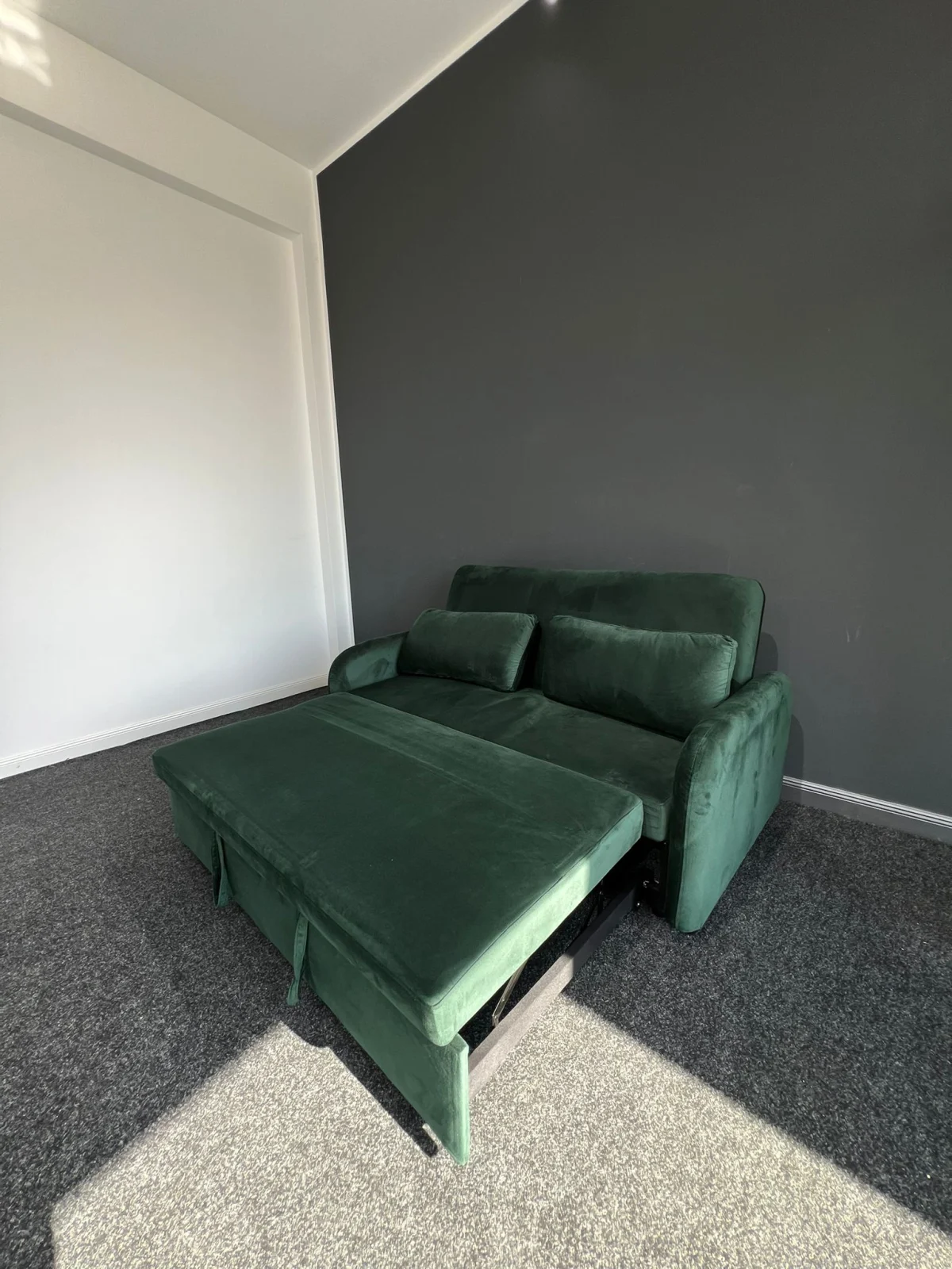 Canapea Sunny Extensibila 170x90x90 cm Tapiterie Catifea Velvet Gri Deschis [2]