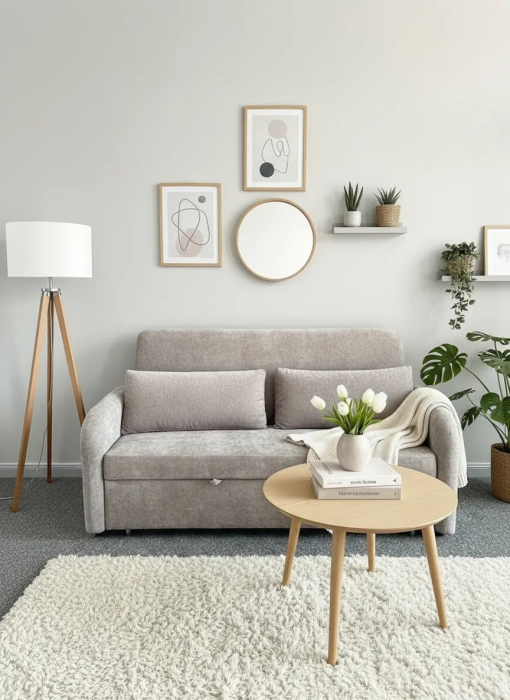 Canapea Sunny 2 Locuri Extensibila 170x90x90 cm Tapiterie Stofa Gri (cod:25092) [3]