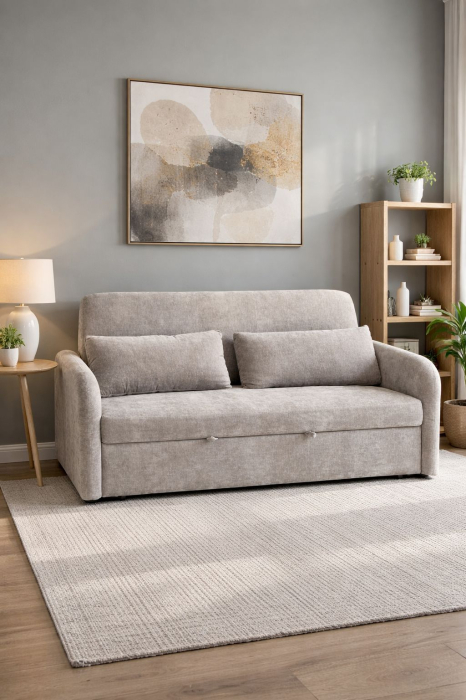 Canapea Sunny 2 Locuri Extensibila 170x90x90 cm Tapiterie Stofa Gri (cod:25092) [2]