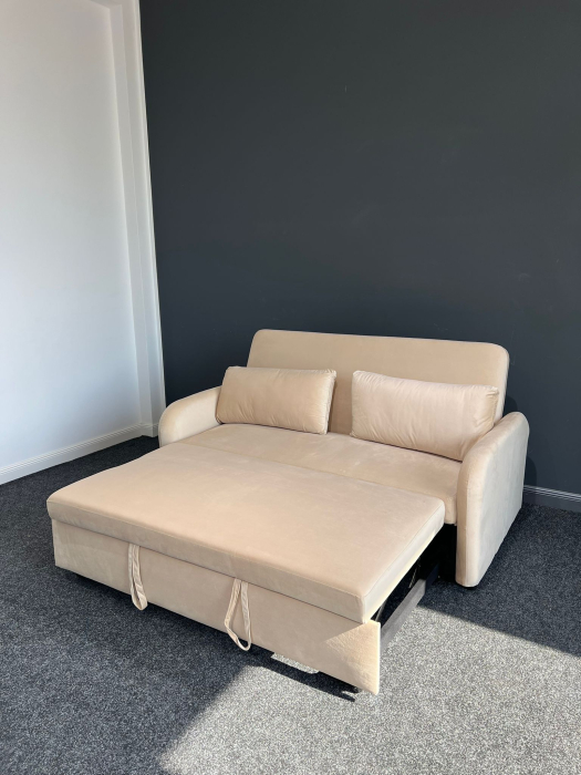 Canapea Sunny Extensibila 170x90x90 cm Tapiterie Catifea Velvet Bej [4]