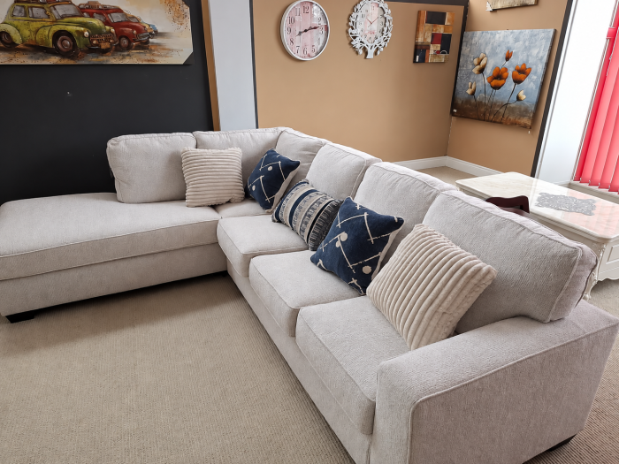 Coltar Alyadria 283x95x230 cm Tapitat Stofa Nuanta Ivory [6]