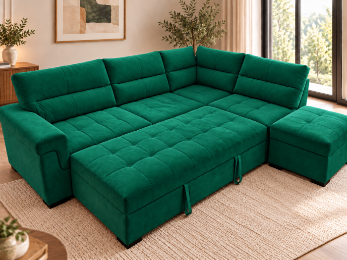 Coltar 300x100x230 cm Cansas-Prime Lada Depozitare Tapitat Catifea Nuanta Verde [4]