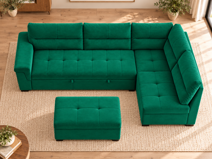 Coltar 300x100x230 cm Cansas-Prime Lada Depozitare Tapitat Catifea Nuanta Verde [8]