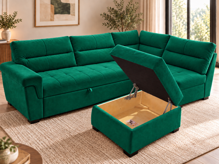 Coltar 300x100x230 cm Cansas-Prime Lada Depozitare Tapitat Catifea Nuanta Verde [3]