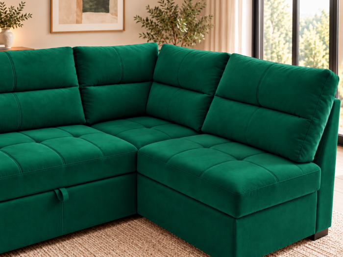 Coltar 300x100x230 cm Cansas-Prime Lada Depozitare Tapitat Catifea Nuanta Verde [6]