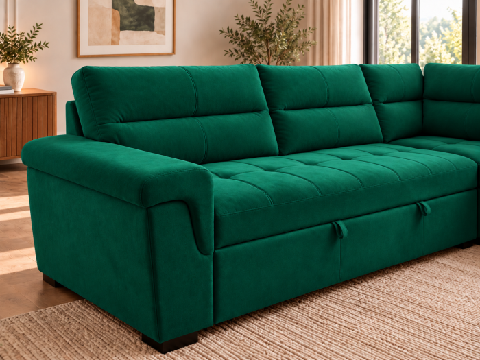 Coltar 300x100x230 cm Cansas-Prime Lada Depozitare Tapitat Catifea Nuanta Verde [7]