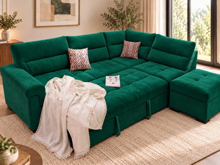 Coltar 300x100x230 cm Cansas-Prime Lada Depozitare Tapitat Catifea Nuanta Verde [2]