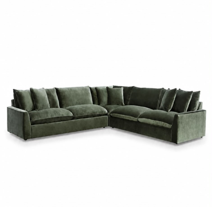 Coltar Carriage View Tapitat Stofa Verde 330x75x300 cm [3]