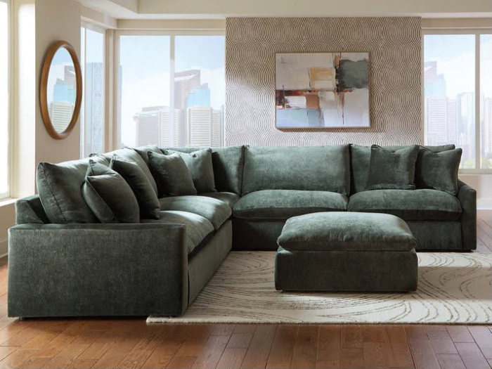 Coltar Carriage View Tapitat Stofa Verde 330x75x300 cm [2]